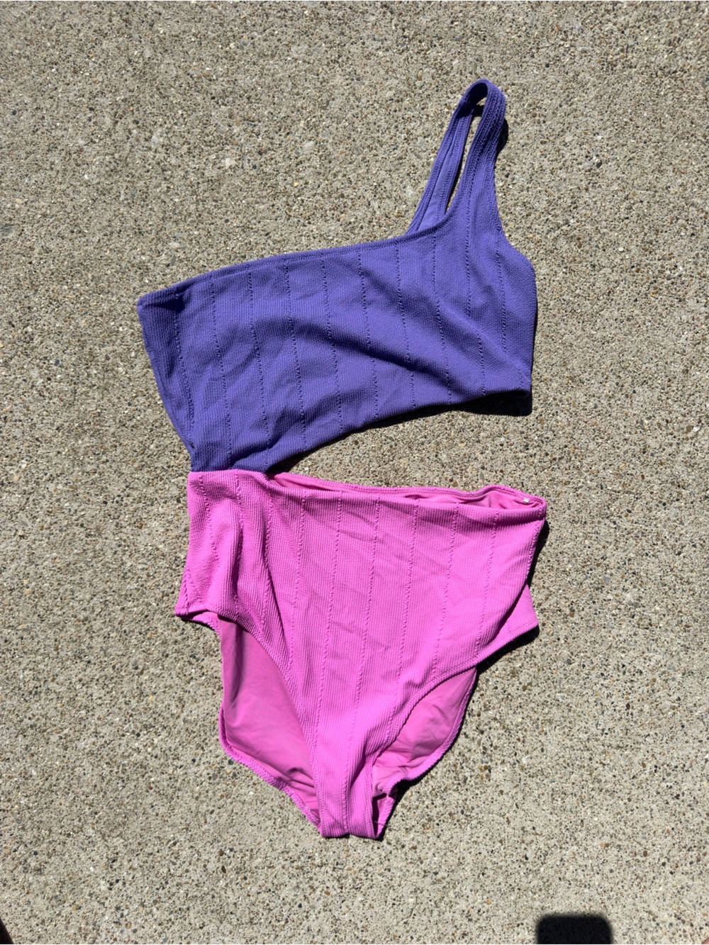 aerie One-Shoulder One-Piece Swimsuit - Purple and Pink